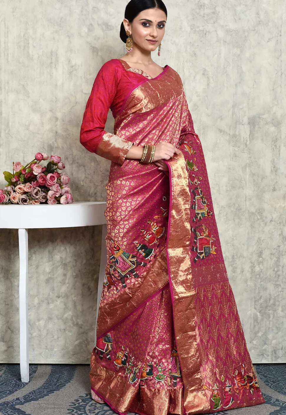 Kanchipuram Silk Saree in Magenta