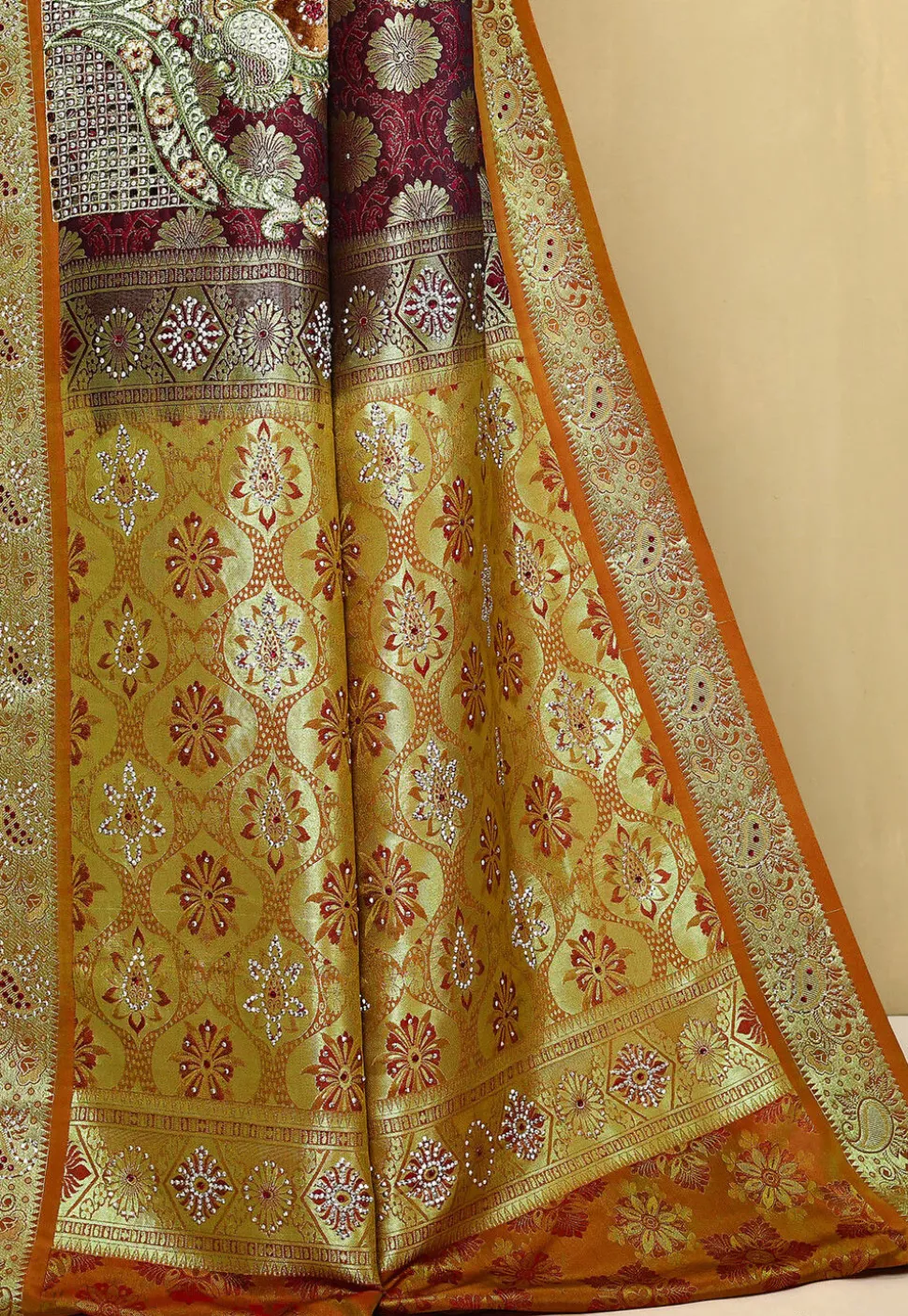 Kanchipuram Silk Saree in Dark Maroon
