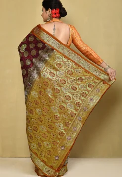 Kanchipuram Silk Saree in Dark Maroon