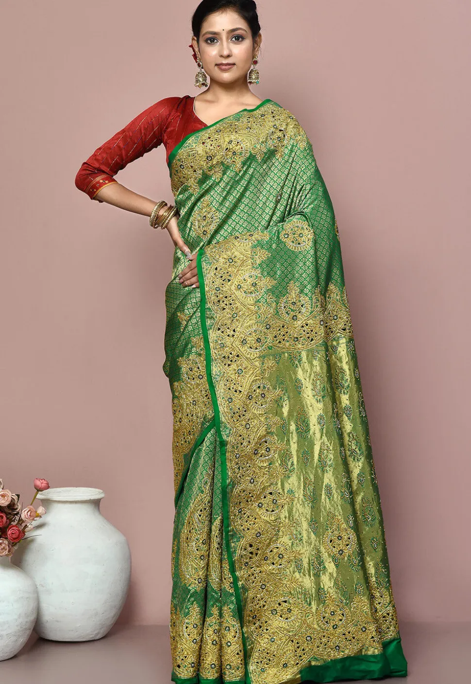 Kanchipuram Silk Saree in Green
