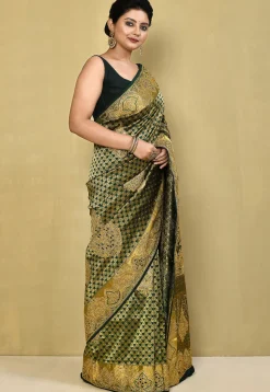 Kanchipuram Silk Saree in Dark Green