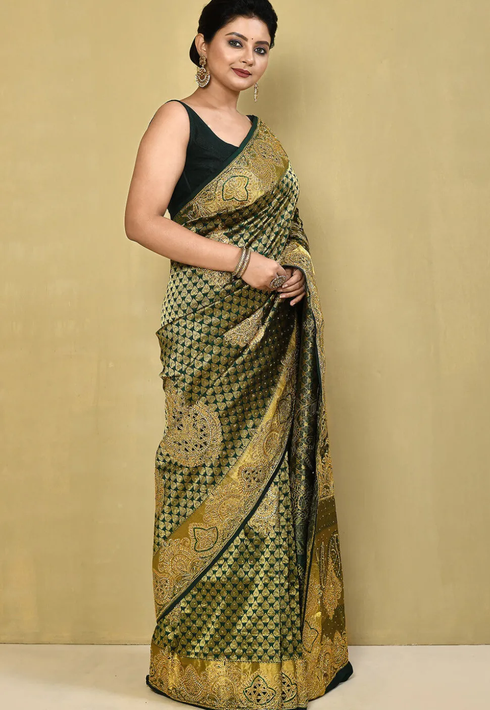 Kanchipuram Silk Saree in Dark Green