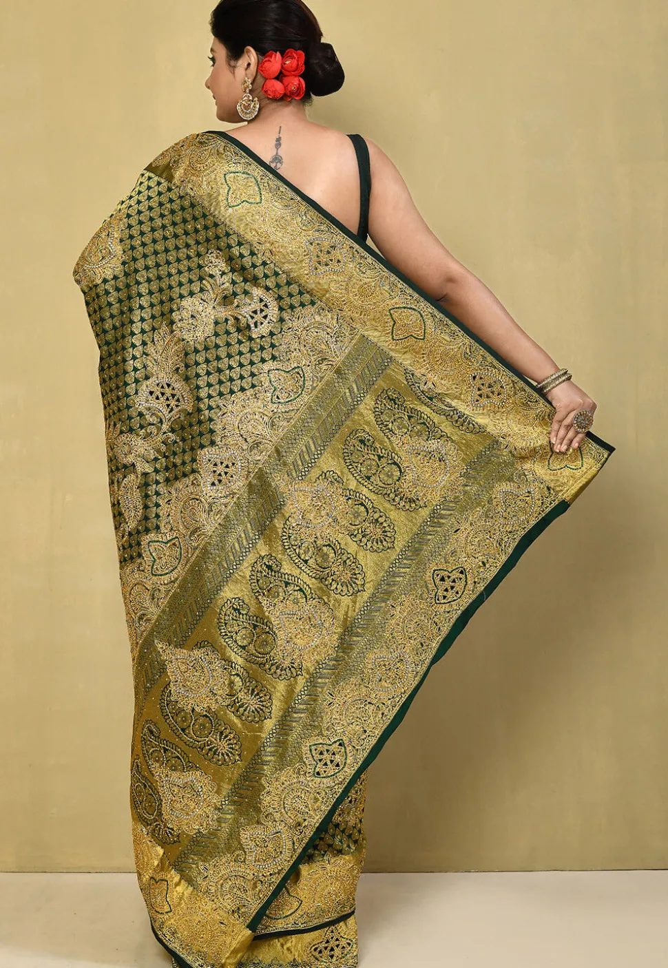 Kanchipuram Silk Saree in Dark Green