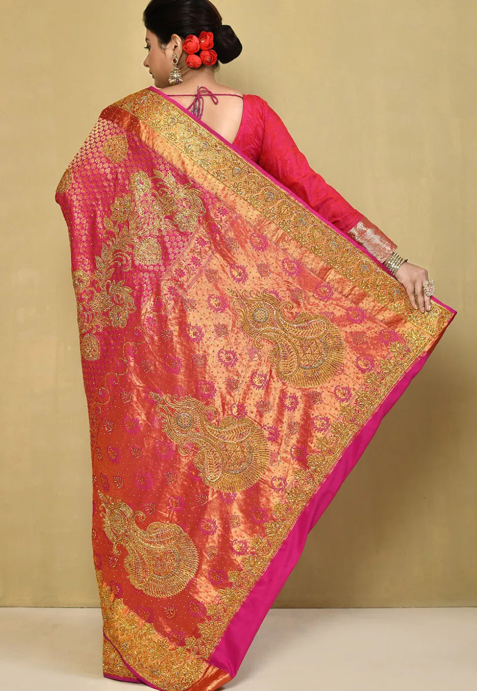 Kanchipuram Silk Saree in Fuchsia