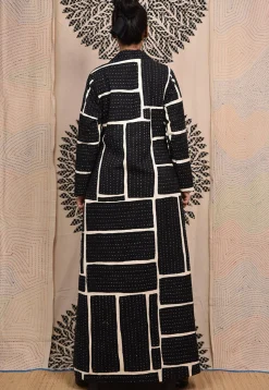 Kantha Pure Cotton Maxi Dress in Black