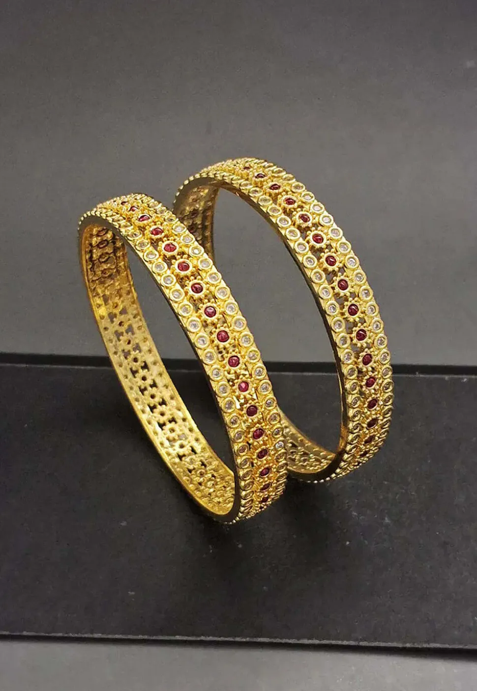 Kemp Stone Studded Bangle Pair