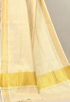 Kerala Kasavu Pure Cotton Saree in Beige