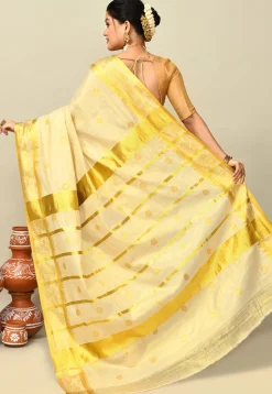 Kerala Kasavu Pure Cotton Saree in Beige