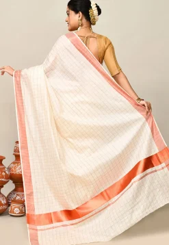 Kerala Kasavu Pure Cotton Saree in Cream