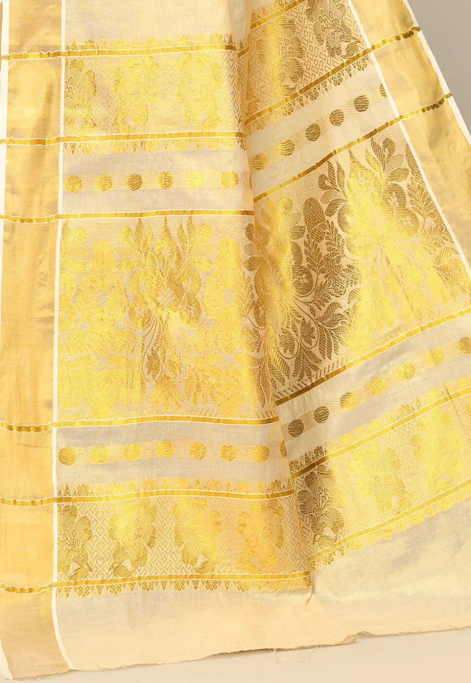 Kerala Kasavu Pure Cotton Saree in Beige