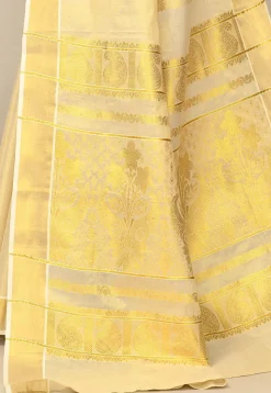 Kerala Kasavu Pure Cotton Saree in Beige