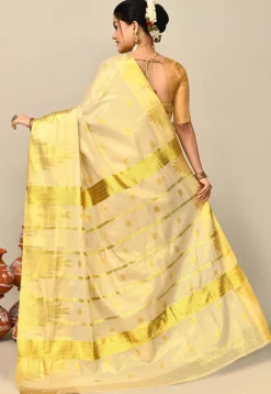 Kerala Kasavu Pure Cotton Saree in Beige