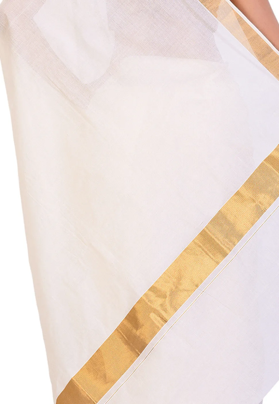 Kerela Kasavu Pure Cotton Saree in Off White
