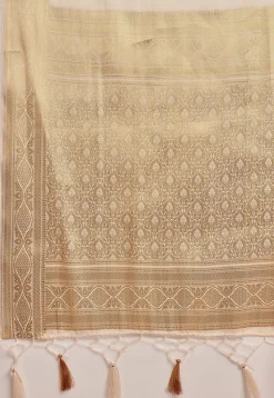 Kerela Kasavu Silk Crepe Saree in Cream