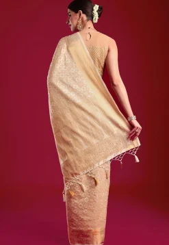 Kerela Kasavu Silk Saree in Cream