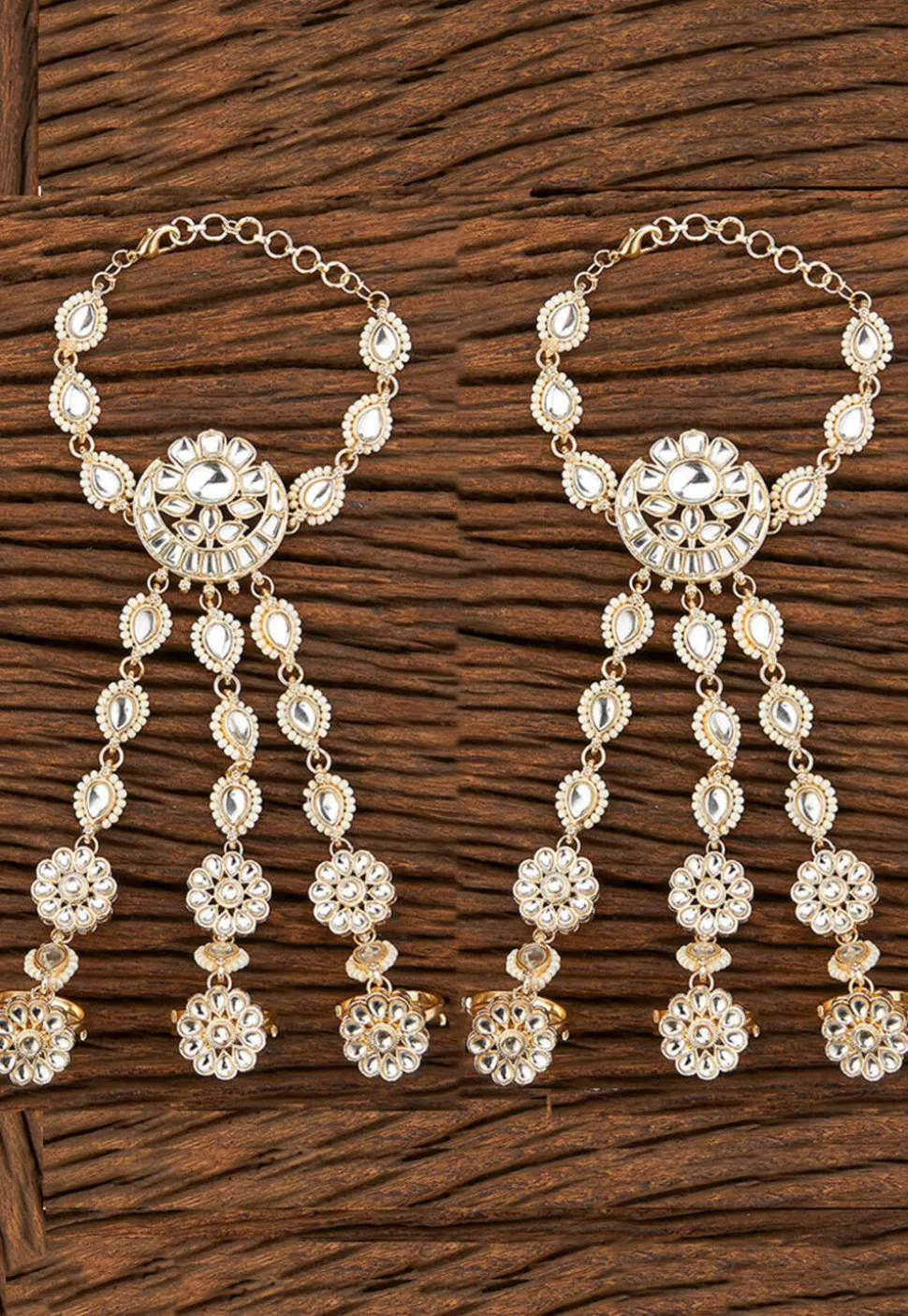 Kundan Adjustable Haath Phool Pair