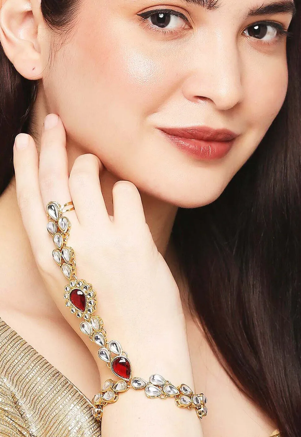 Kundan Adjustable Haath Phool