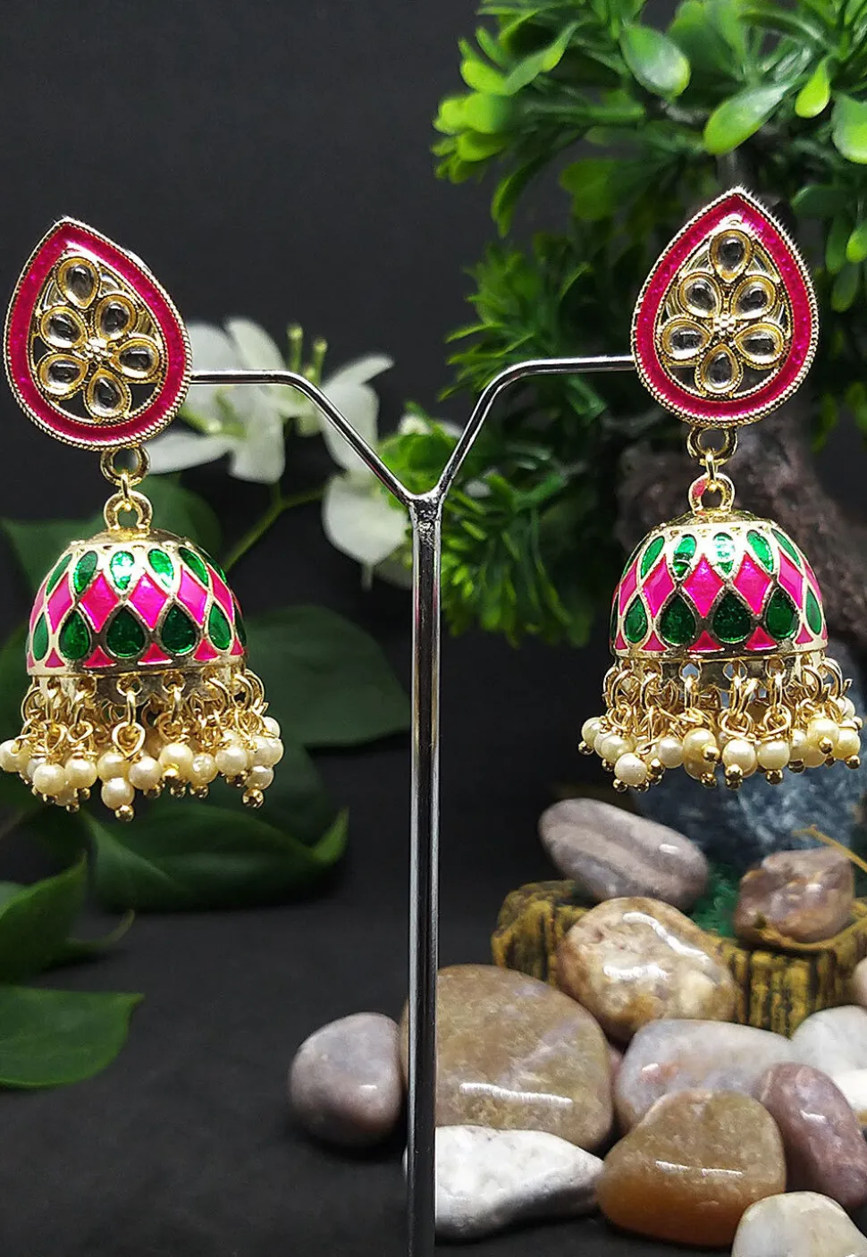 Kundan Jhumka Style Earrings