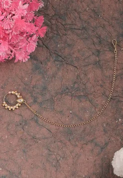 Kundan Nose Ring with Chain