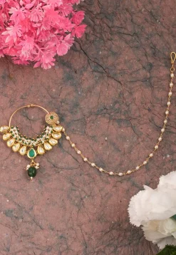 Kundan Nose Ring with Chain