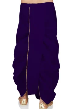 Lace Border Art Silk Dhoti Pant in Navy Blue