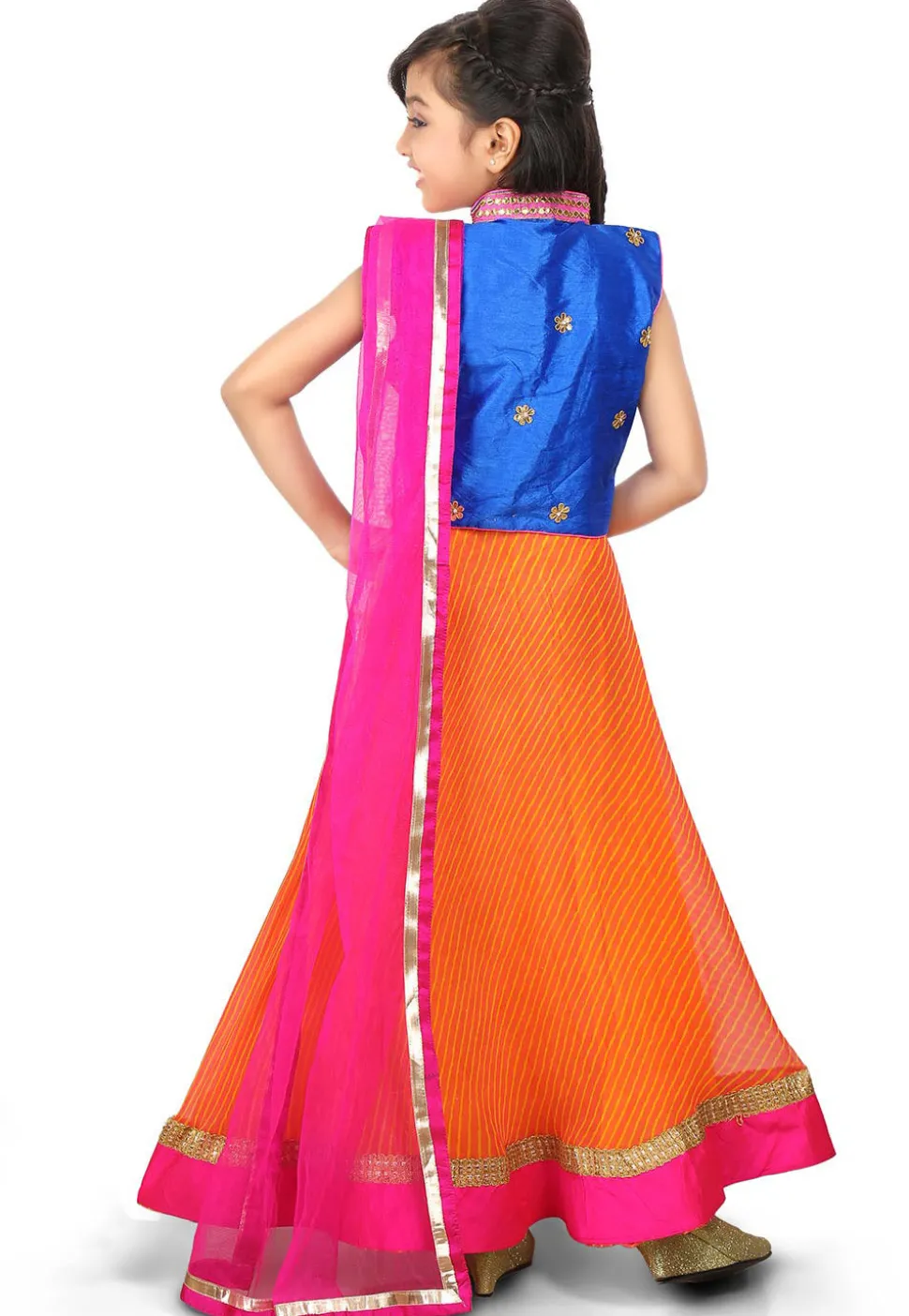 Lehariya Georgette A Line Lehenga in Orange