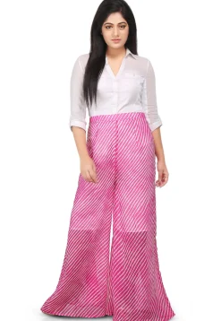 Lehariya Printed Georgette Palazzo in Pink