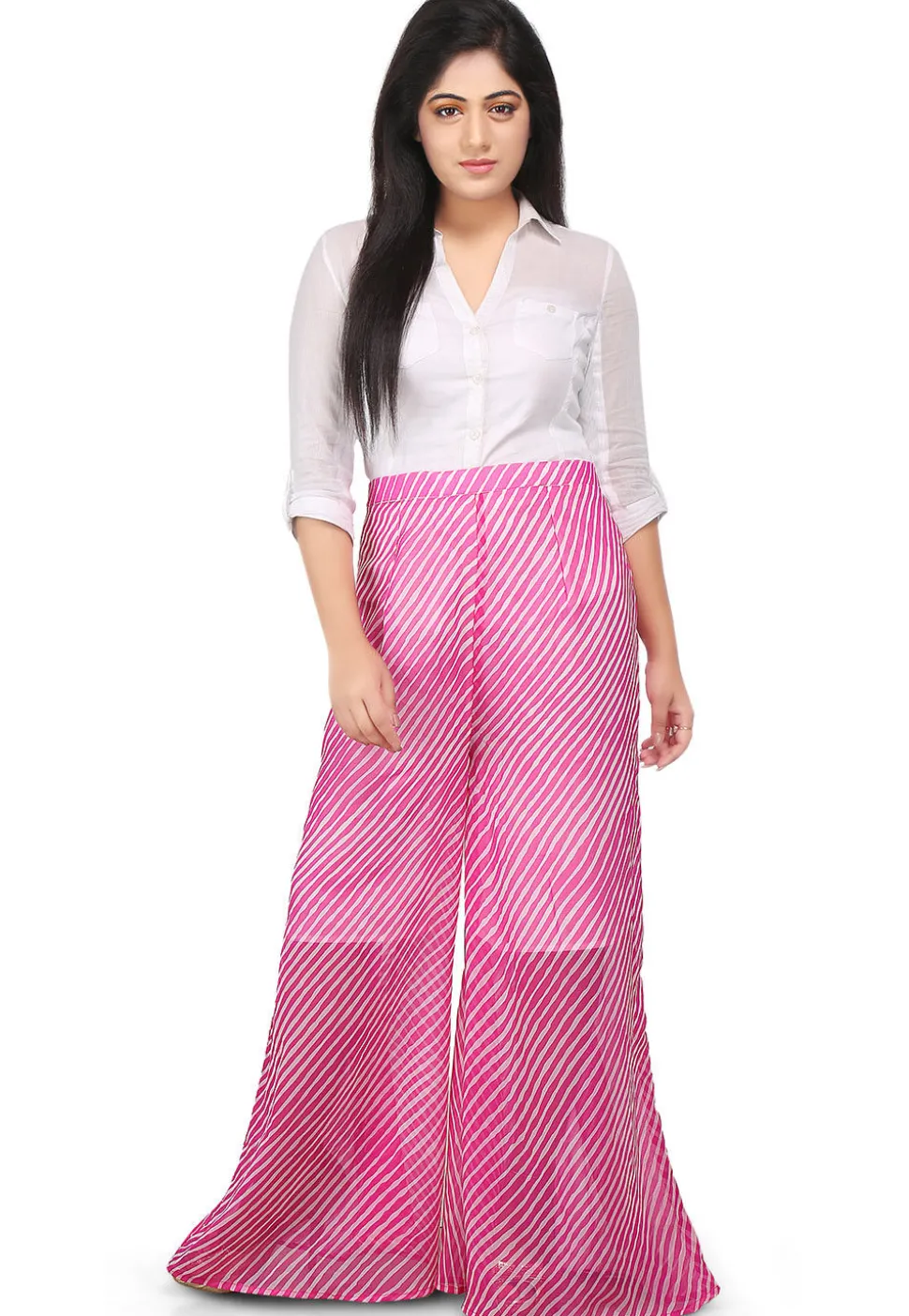 Lehariya Printed Georgette Palazzo in Pink