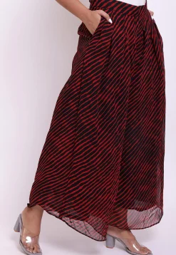 Leheriya Georgette Box Pleated Palazzo in Red and Black
