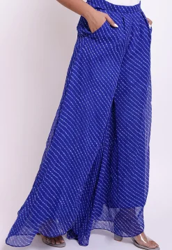 Leheriya Georgette Flared Palazzo in Blue