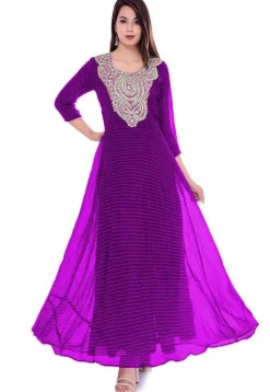 Leheriya Georgette Gown in Purple