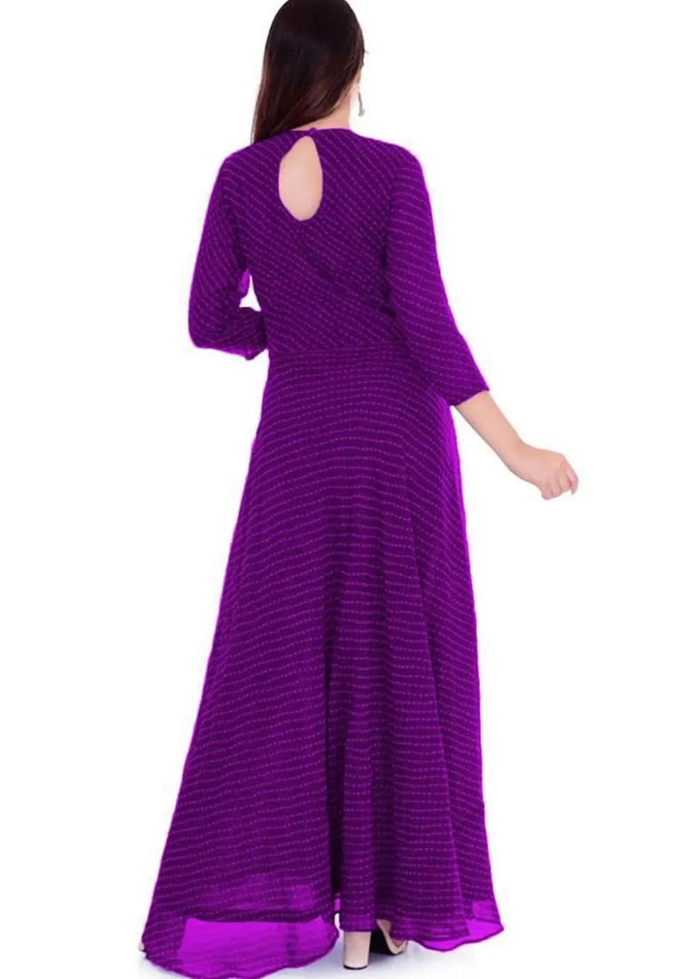 Leheriya Georgette Gown in Purple