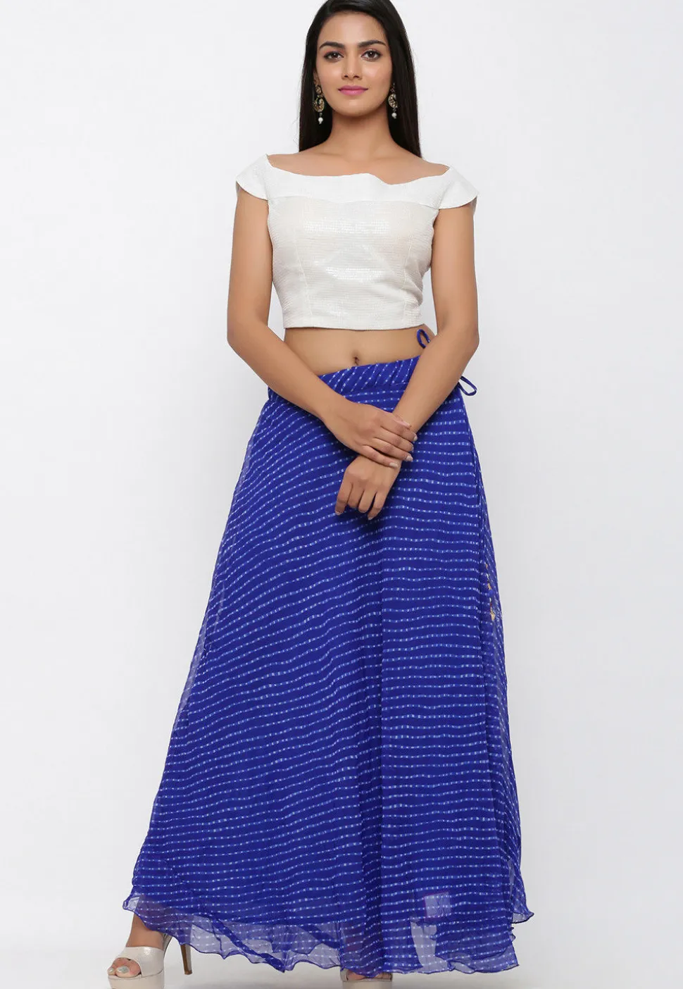 Leheriya Georgette Long Skirt in Blue