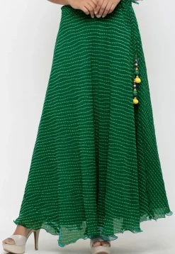 Leheriya Georgette Long Skirt in Teal Green