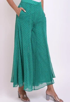 Leheriya Georgette Palazzo in Teal Green