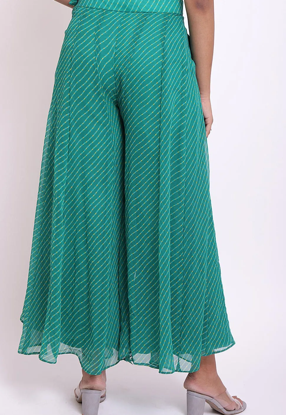 Leheriya Georgette Palazzo in Teal Green