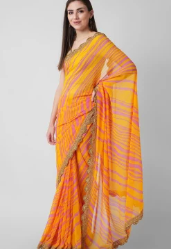 Leheriya  Georgette Saree in Mustard