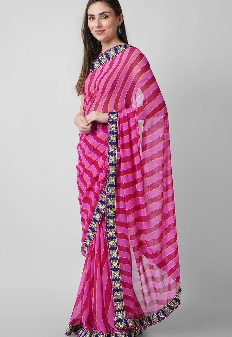 Leheriya Georgette Saree in Pink