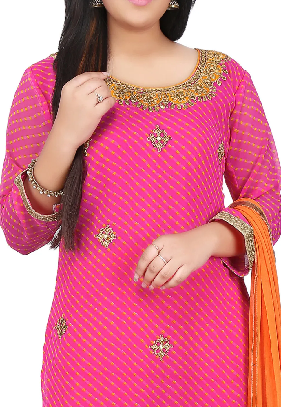 Leheriya Georgette Straight Cut Suit in Pink