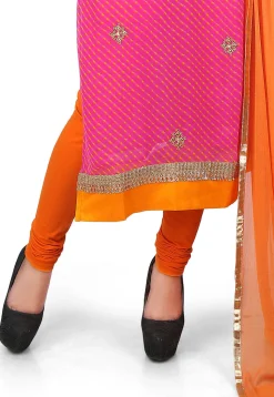 Leheriya Georgette Straight Cut Suit in Pink