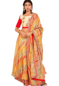 Leheriya Kota Silk Lehenga in Multicolor