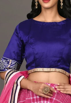 Leheriya Printed Art Silk Lehenga in Fuchsia