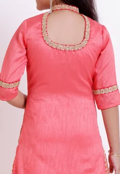 Leheriya Printed Bhagalpuri Silk Lehenga in Dark Peach