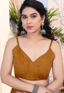 Leheriya Printed Chiffon Saree in Mustard
