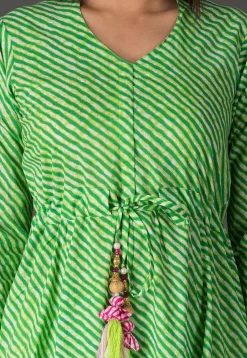 Leheriya Printed Cotton A Line Suit in Light Green