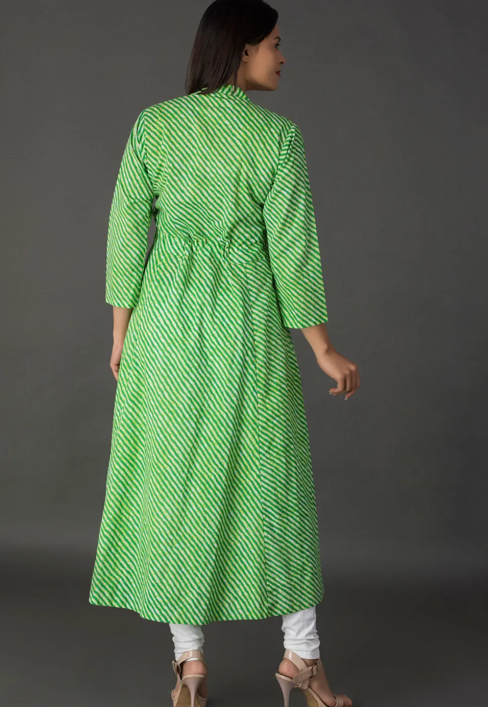 Leheriya Printed Cotton A Line Suit in Light Green