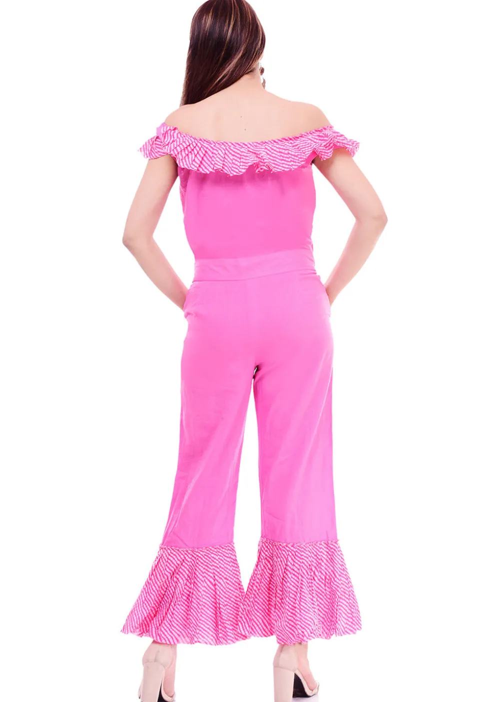 Leheriya Printed Cotton Jumpsuit in Pink