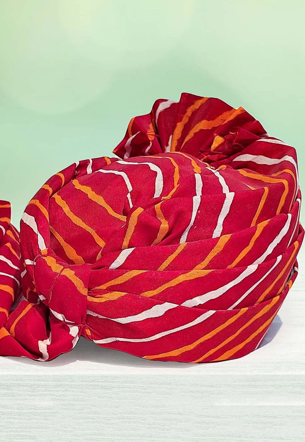 Leheriya Printed Cotton Kids Turban in Red