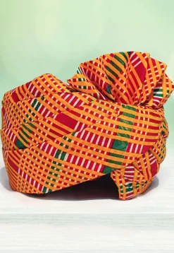 Leheriya Printed Cotton Kids Turban in Mustard and Muticolor