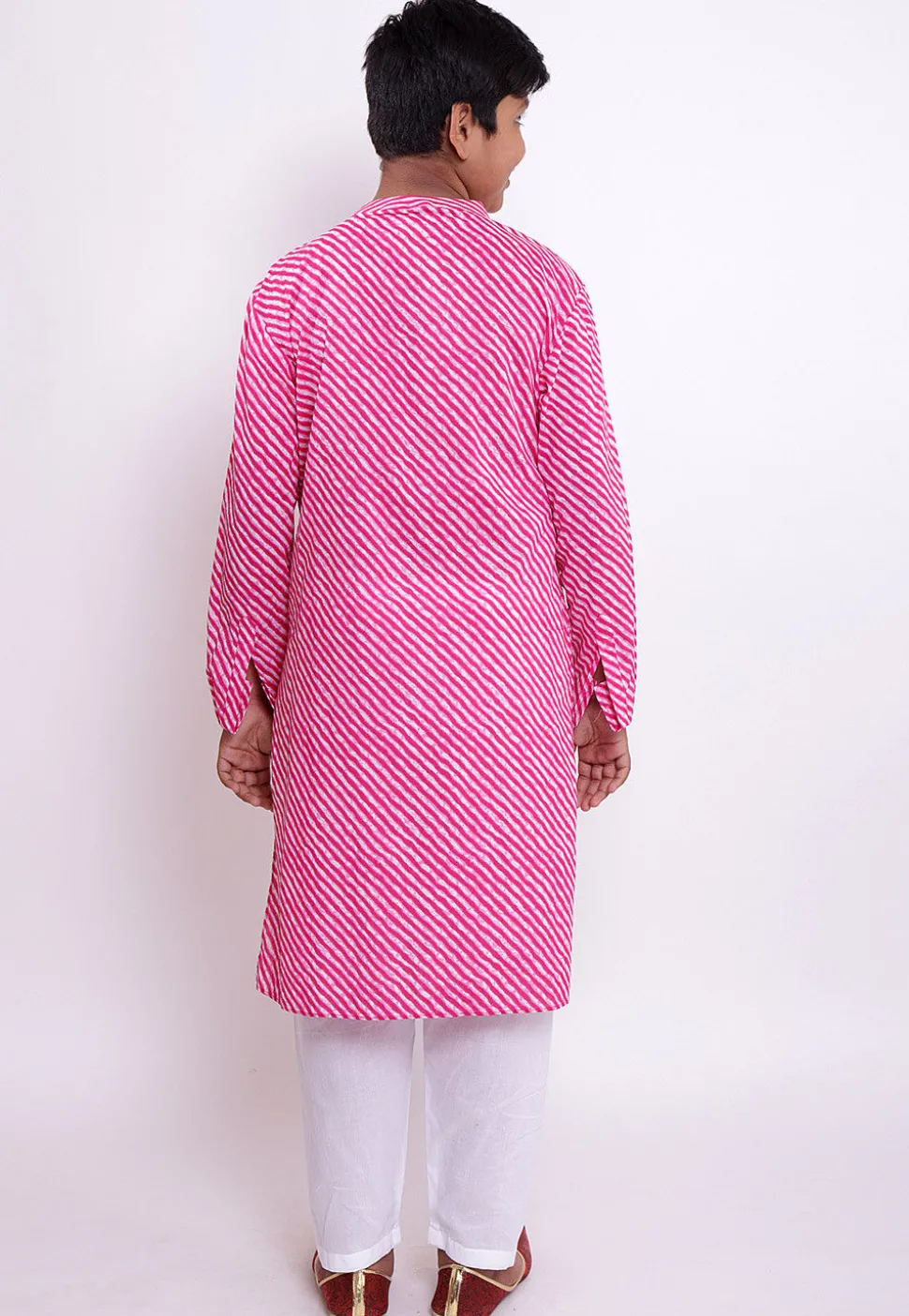 Leheriya Printed Cotton Kurta Set in Pink